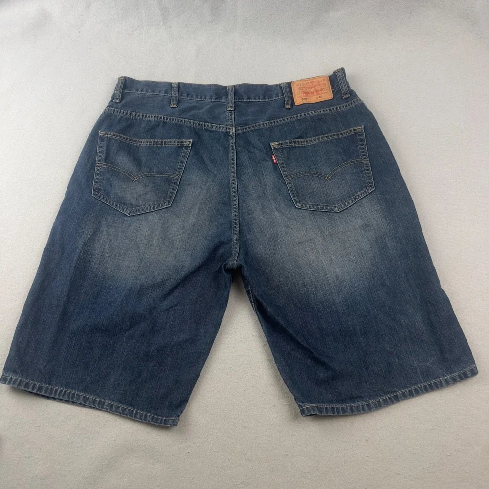 Levis 569 Loose Straight Mens Denim Shorts Blue Size 40 Cotton Jean Shorts